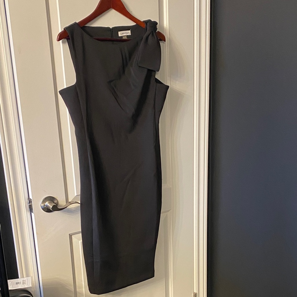 Calvin Klein One-Shoulder Dress with Bow